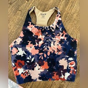 Girls 10/12 size large old navy active floral crop top racerback sports bra
